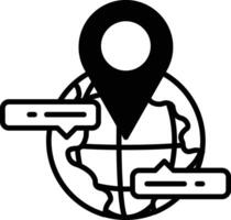 A black and white image of a globe with a black arrow pointing to the top right vector