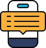 A cell phone with two orange text bubbles on it vector