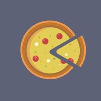 pizza with slice in flat design. vector