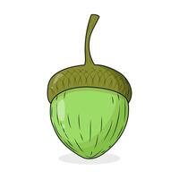 A green acorn in a cartoon style. vector