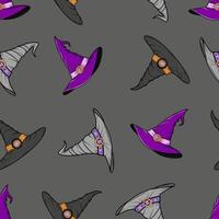 seamless pattern with a witch hat.A pattern on a black background for Halloween. vector