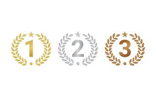 set collection, winner medal number logo design template, number award first, two, three vector