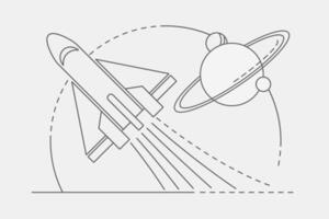 Space rocket launch. Technology spaceship, space, science and shuttle. Symbol of successful start, illustration in linear style. Isolated on grey background. vector