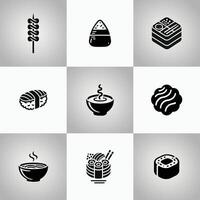 Elegant Japanese Food Icon Set vector