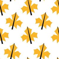 Yellow autumn maple leaves seamless pattern background vector