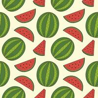 Seamless pattern with Watermelons. Hand drawn black and white repeating background of watermelon plant, whole fruit, half, slice. Food and drink, harvest. For paper, card, label, wrapping vector