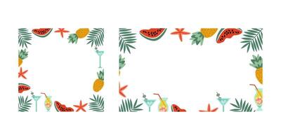 Set of backgrounds frame of beach desserts vector