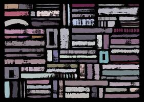Paint brush strokes design set. Abstract painting graphic elements. Lines, squares, and rectangle shapes brushes. vector