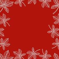 Chestnut leaves frame white outline - red square vector