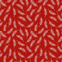 pattern rowan leaves white outline - red square vector