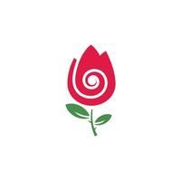 A red flower with a green stem vector