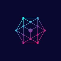 an octagon-shaped logo with a tech touch vector