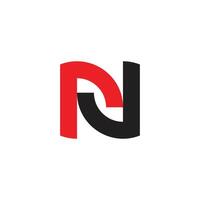 letter rn linked curves colorful lines simple logo vector