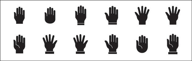 Hand icon. Palm hand icons. Hands symbol collection. Hands icon symbol of participate, volunteer, stop, vote. stock graphic, flat style design illustration resource for UI and buttons. vector