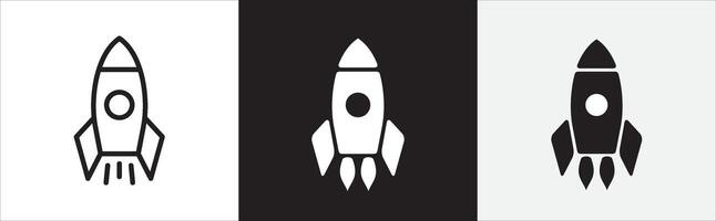Rocket icon set. Business start up symbol. Rocket launching sign. Graphic design in flat and outline design style. stock illustration. vector