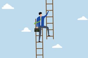 Change job to get growth opportunity, businessman climb up ladder to change to new path. vector
