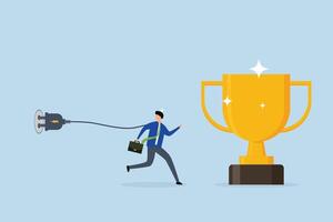 Try too hard, businessman who tries too hard to reach an achievement but fails with limits. vector