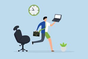 Hybrid work after crisis, businessman who works with hybrid fabric both at home and in the office. vector
