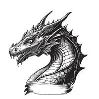 Dragon hand drawn sketch in doodle style illustration vector