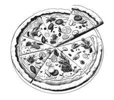 Pizza sketch hand drawn in doodle style illustration vector