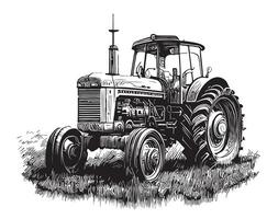 Vintage tractor hand drawn sketch in doodle style illustration vector