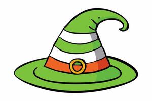 Witch hat isolated on a white background. Wizard pointed hat. Concept of Magic Accessory, Halloween, Fantasy Garment, Colorful Illustration. Print, design element. vector