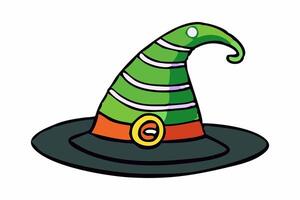 Witch hat isolated on a white background. Wizard pointed hat. Concept of Magic Accessory, Halloween, Fantasy Garment, Colorful Illustration. Print, design element. vector
