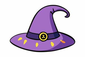 Witch hat isolated on a white background. Wizard pointed hat. Concept of Magic Accessory, Halloween, Fantasy Garment, Colorful Illustration. Print, design element. vector