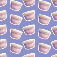 seamless cartoon pattern of a jar with a lid with a cream or beauty product. vector