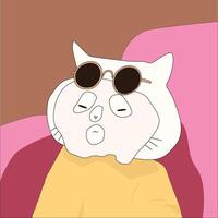 Cat with facial mask. Cat grooming. Cute kitten, kitty. Cute character design of the cat. Anime cat doing skin care routine. vector