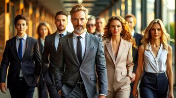 A group of business people standing in a line. photo