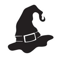 Black Witch Hat Silhouette with Buckle. Illustration for Halloween Design and Decoration vector