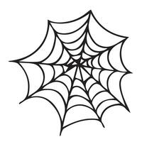 Spider Web Black and White Illustration. Hand Drawn Halloween Clipart with Spiderweb on isolated background vector