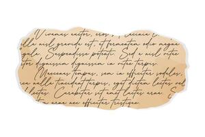 A fragment of an old vintage letter. torn paper, collage element. vector