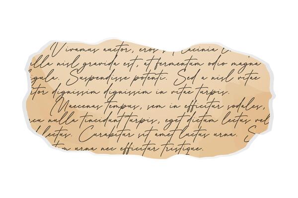 A fragment of an old vintage letter. torn paper, collage element.
