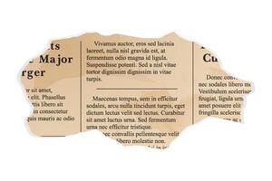 Ripped old paper, yellowed, collage element. With old typewriter text. vector
