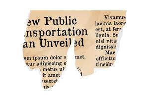 A scrap of old yellowed newspaper, an element of collage. Typescript vector