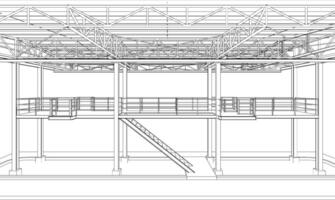 3D illustration of building structure vector