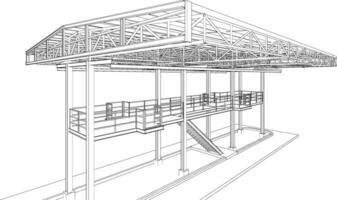 3D illustration of building structure vector