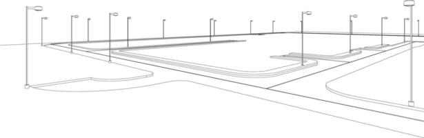 3D illustration of building structure vector
