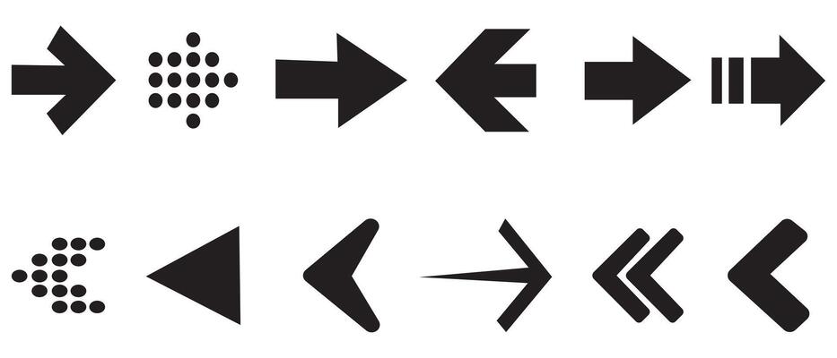 Set of black arrows. Arrows collection. Arrow icon set. Arrow symbol. Arrow icon for your web design. Arrow. Cursor. Modern simple arrows. illustration.