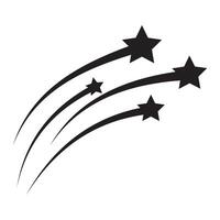 Shooting Star Silhouette. Falling star, meteor. Flying comet with tail. Abstract silhouette of shooting star Stars and stripes. Abstract galaxy element. Meteorite and comet symbols. vector