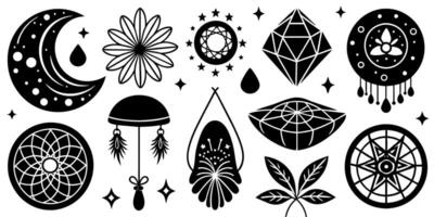 Black and white object silhouettes on white background vector