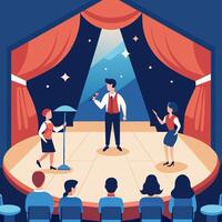 The Pixel Art Night Show includes animated illustrations and retro graphic design vector