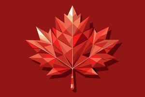Geometric Maple Leaf on Red Background vector