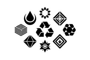 An assortment of monochrome icons displayed against a white backdrop vector