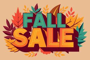 A fall sale sign with leaves and branches on a beige background vector