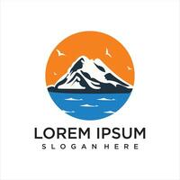 Symbol simple Mountain Logo with line art style Illustration logo design vector