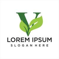 Letter leaf logo design simple concept Premium vector