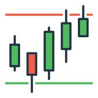 Japanese Candlestick Charts Cryptocurrency Technical Analysis colored icon or sign vector